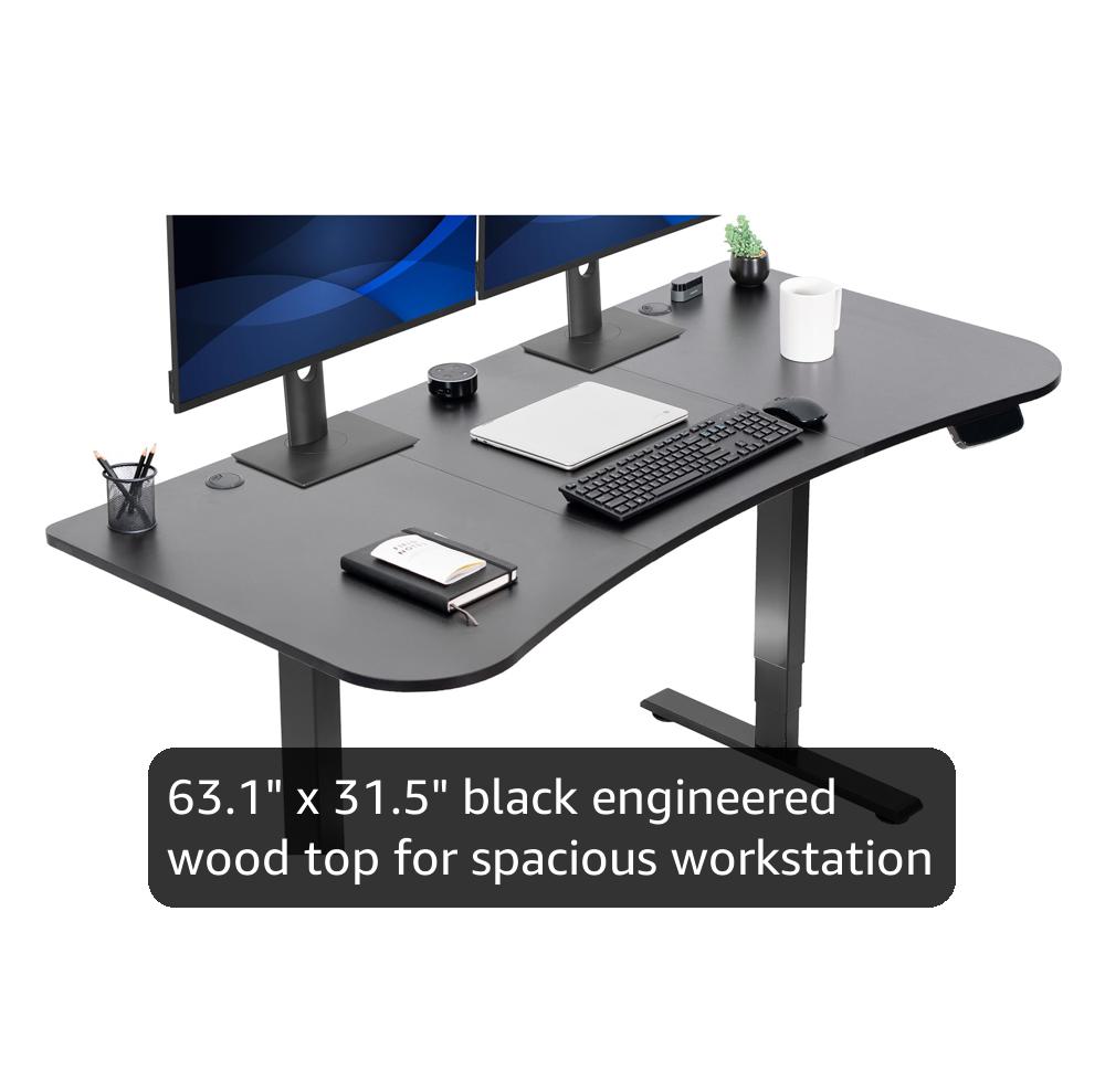 VIVO Electric 63 x 32 in Standing Desk, Touch Screen Adjustment, 220 lb Frame Support, 2E Series, Black Top Black Frame, DESK-KIT-2E1B