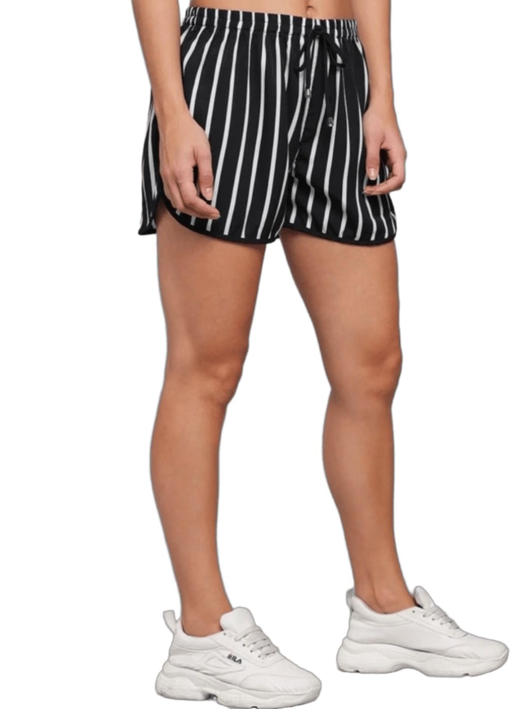 nock regular Women Black & White Striped Polyester Regular Fit Casual Shorts-picture-14