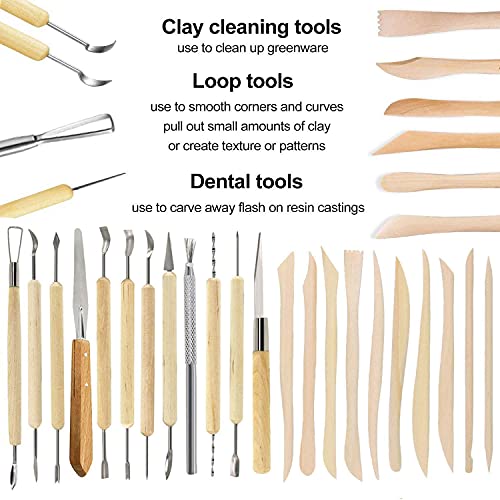 Augernis 57Pcs Ceramic Clay Tools Set With Plastic Case Modeling Pottery Sculpting Tools Kits For Beginners Professionals Kids After School Ceramics Classes #TOP2