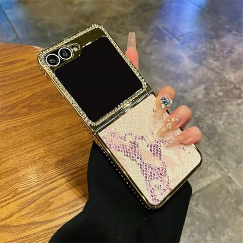 Coque Galaxy Z Flip5 antichoc : protégez votre écran pliable avec style serpent rose