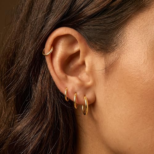 Image of KesaPlan Stud Earrings for Women 14K Gold Plated Hypoallergenic Hoop Earrings Set Small Studs Hoop Huggie Earring Multiple Piercing Star Heart Ball Cubic Zirconia Studs Stacks Trendy for Women Men
