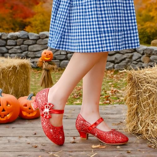 Image of Dufannie Girls Dress Shoes Princess Flats Heels for Toddler Little Big Kids
