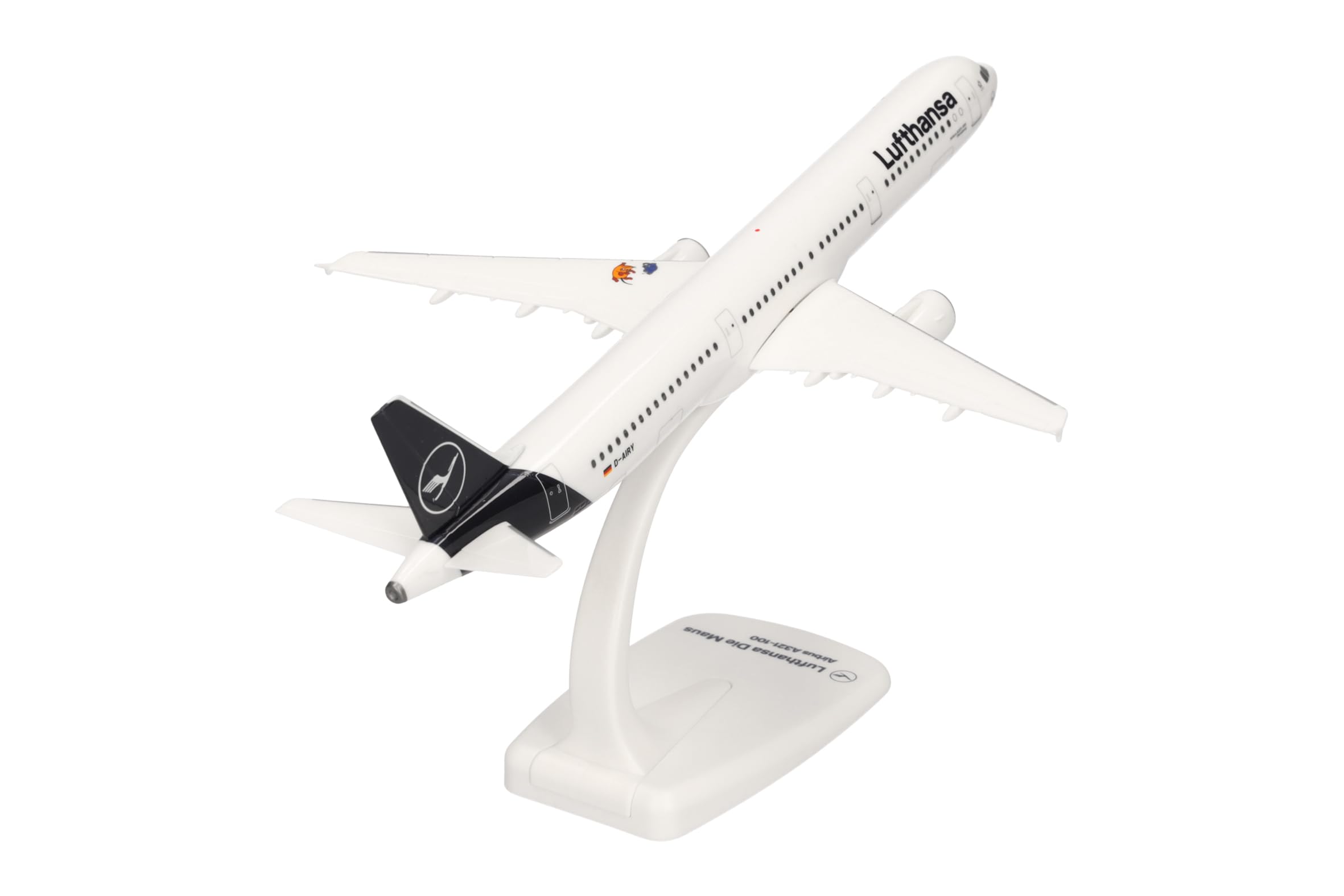 Herpa Snap-Fit Modellflugzeug Lufthansa Airbus A321, „Die Maus“, Miniatur im Maßstab 1:200, Sammlerstück, Modell mit Standfuß, Kunststoff
