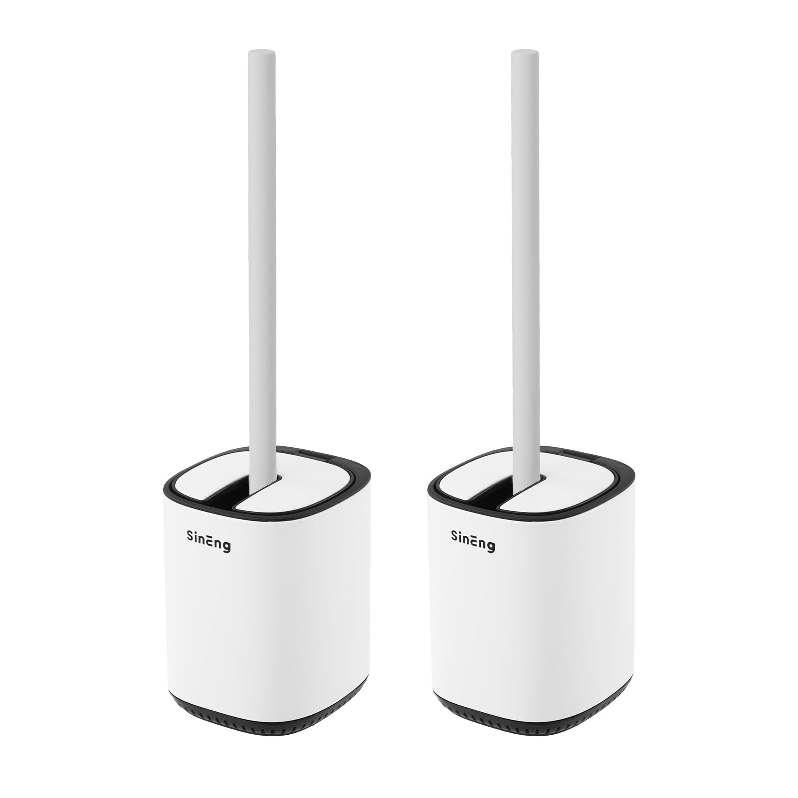 Toilet Brush and Holder Set Toilet Bowl Brush Stainless Steel Automatic Toilet Bowl Cleaner Brush with Durable Bristle Head Toilet Cleaning Brush for Bathroom (2, White)