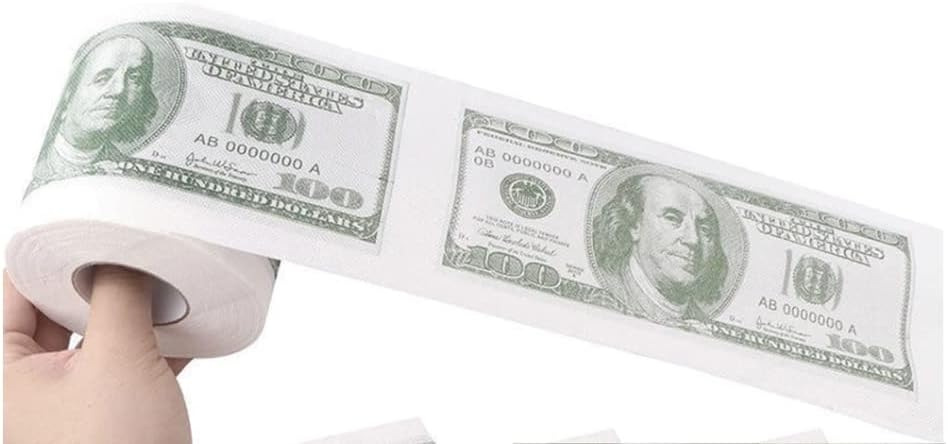 Miniatura 7 de Divertido rollo de papel higiénico de billetes de cien dólares $100 Regalo novedoso Toallas de papel de 2 capas Suministros de baño de pañuelos (1)