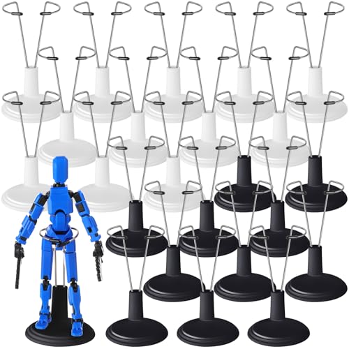 Image of Yaocom 24 Pcs Doll Stand Adjustable Action Figure Display Holder Support for 4-6 Inches Dolls, Creative Storage Stand for Home Shop Birthday Party Favor for Male Female(Black and White)