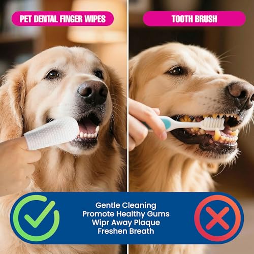 Image of Pet Dental Finger Wipes - Natural Ingredients, Easy to Use Dog Teeth Cleaning Wipes for Effective Dog Teeth Cleaning - Ideal Dog Dental Wipes for Optimal Oral Hygiene
