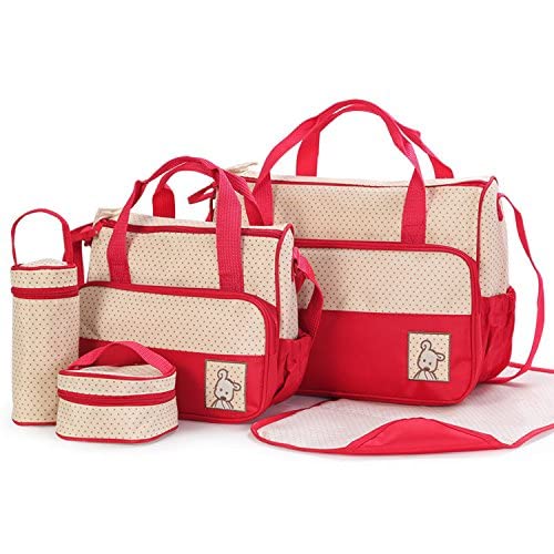 Red5PCS/Set MultifunctionTote Baby Shoulder Diaper Bags Nappy Mummy Mother Baby Waterproof-image-30