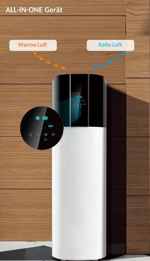 Warmwasser-Wärmepumpe 200L mit WIFI-Funktion | Brauchwasser | ohne Wärmetauscher | R290 | A+ | Panasonic Kompressor | leise | platzsparend & geräuscharm für Innenbereiche