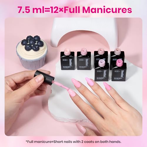 Image of Beetles Pink Gel Nail Polish Set 6 Colors Bright Hot Light Baby Pink | Fall Gel Polish Soak off UV LED Cured Nail Art Design Salon Home DIY Manicure Gifts for Women