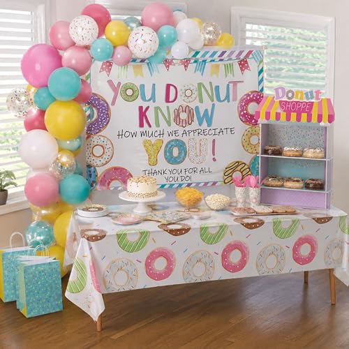 Image of Blue Orchards Donut Table Covers (Pack of 3) - 54 inchx108 inch XL - Birthday Decorations, Donut Table Covers, Donut Tablecloth, Donut Themed, Donut Grow Up Too Fast Party