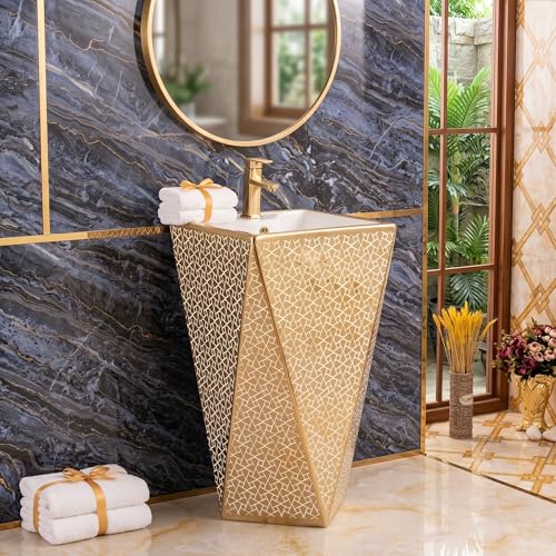 Image of InArt Wash Basin, Gold, White, Glossy Finish