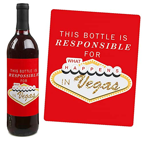 Etiquetas de vino de casino y Las Vegas, juego de 4 adhesivos decorativos para botellas 3