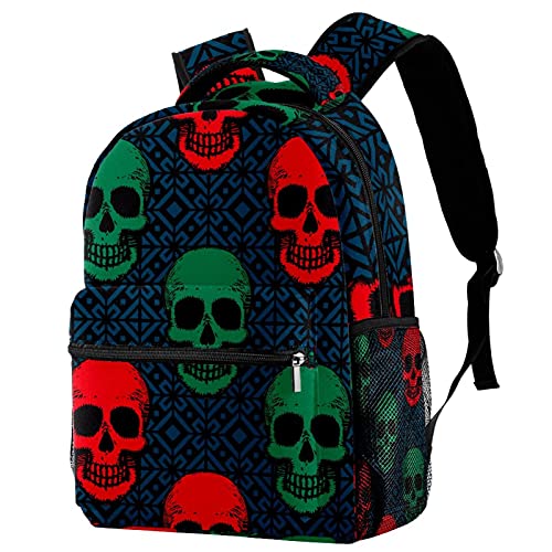 Sac à dos voyage avec motif tête de mort rétro et porte-bouteille latéral