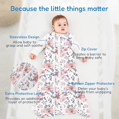 Image of TotAha Sleep Sack 0-6 Months 3-Pack,Stretchy,Buttery Soft Swaddle Transition Sleeping Bag,Light Baby Wearable Blanket with 2-Way Safe Zippers for Girls, 0.5 TOG