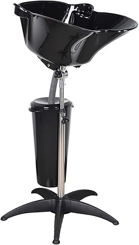 Gdrasuya10 Lavabo de plástico con soporte rodante para champú con cubo de agua de 10 litros cuenco de tratamiento portátil para peluquería lavabo