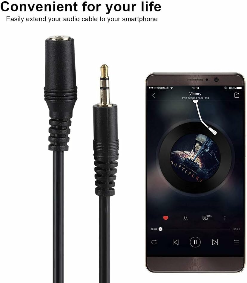 Image of 1.5 m 3.5mm AUX Extension Cable | Male to Female Stereo Audio Cable for Headphones, Mobile, PC, Laptop, Car Stereo, Speakers & Home Theatre (Black)