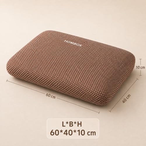 Image of HOMBOX Orthopaedic Memory Foam Pillow for Better Shoulder and Neck Support, 1 Piece (Queen Size, 22x16 inches, White /Grey Fabric Queen Size (Brown)