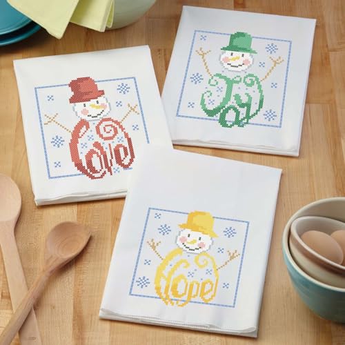 Herrschners Winter Blessings Towel Trio Stamped Cross-Stitch