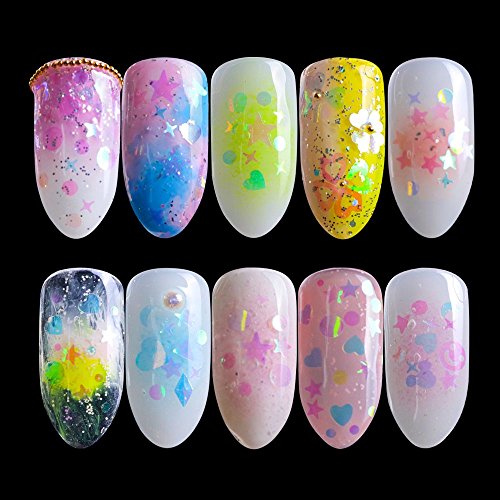 image for gootrades Nail Sequins Butterfly/Stars/Hearts,Holographic Iridescent M