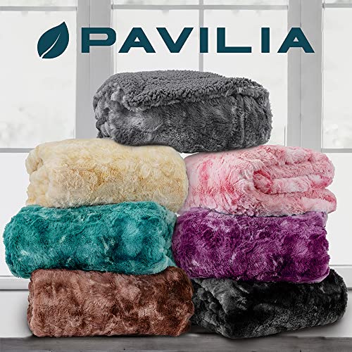 Pavilia Soft Fuzzy Faux Fur Throw Blanket Twin, Tie-Dye Pink, Fluffy Furry Warm Sherpa Blanket Fleece Throw For Bed, Sofa, Couch, Decorative Shag Plush Comfy Thick Throw Blanket, 60X80 Inches #TOP7