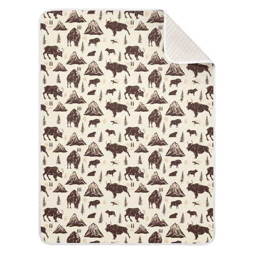 Image of Baby Swaddle Blanket for Boys Girls Soft Warm Stroller Throw Blanket for Newborn Infant Toddler 30X40in National Park Deer Bear Moose