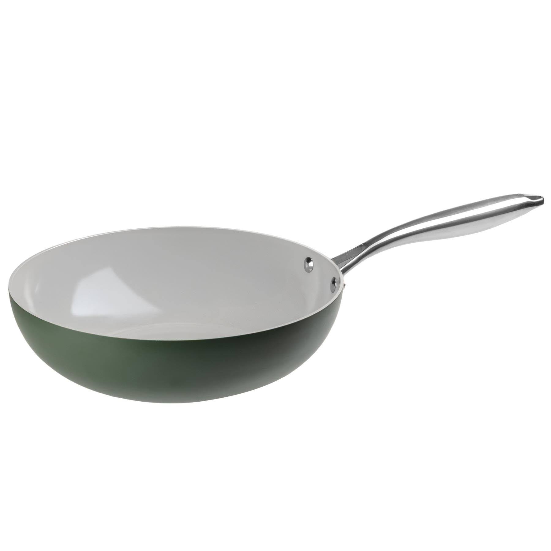 ProChef 28cm Ceramic Non Stick Induction Wok, PFAS-Free Aluminium Stir Fry Pan, Green