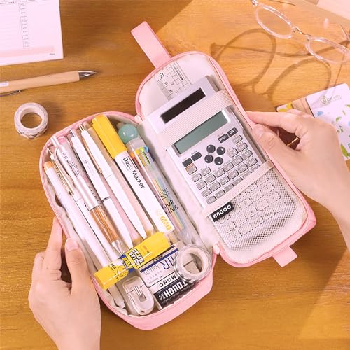 Image of MAMUNU Pencil Case Large Capacity, Pencil Case Aesthetic, Pencil Case Pen Pouch with Zipper Compartments Portable Handle, Pencil Pouch for School Office College Teen Girls Boys Adults Students