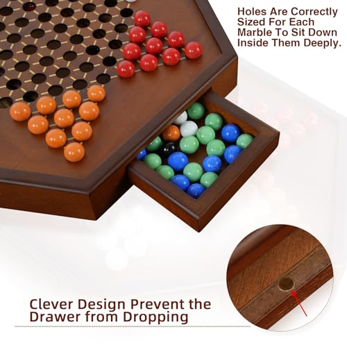 Juego de Mesa Damas Chinas Madera 15"x13" con Canicas miniatura 3