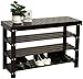 Mnjin Czarny, drewniany regał na buty, ławka, szafka magazynowa, organizer, regały, wielofunkcyjny, pyłoszczelny