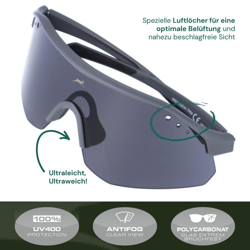 Gamswild WS2140 Fahrradbrille - Sonnenbrille - schnelle Rennradbrille - bruchsichere Polycarbonatgläser mit 100% UV400 Schutz – 28g