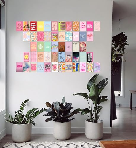 Image of Pack of 54 Danish Pastel Wall Collage Kit Posters - 4 x 6 Inches Wall Decor Poster - Wall Art For Bedroom, Living room, Office - 1 Tissue Tape