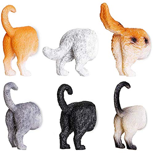 Cat Butt Magnets for Refrigerator â€“ Cute Things for Cat Lovers â€“ Practical Fridge Decorations â€“ Funny Present for Kitty Moms and Cats Ladies â€“ Set of 6 Magnet Decorations for Office and Home (6 Cats)
