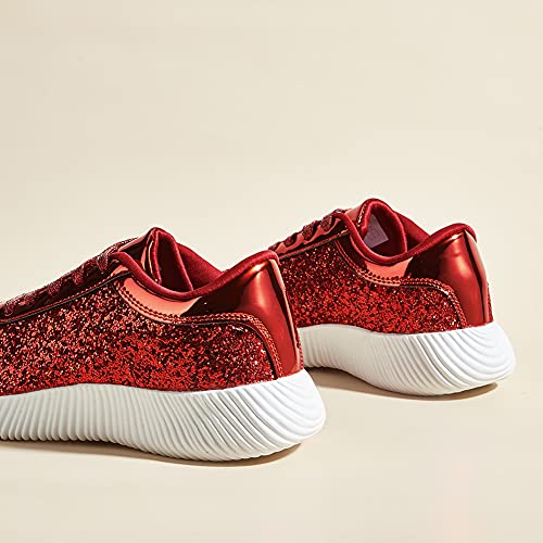 Image of BELOS Women's Glitter Shoes Sparkly Lightweight Metallic Sequins Tennis Shoes Casual Retro Braided Walking Shoes