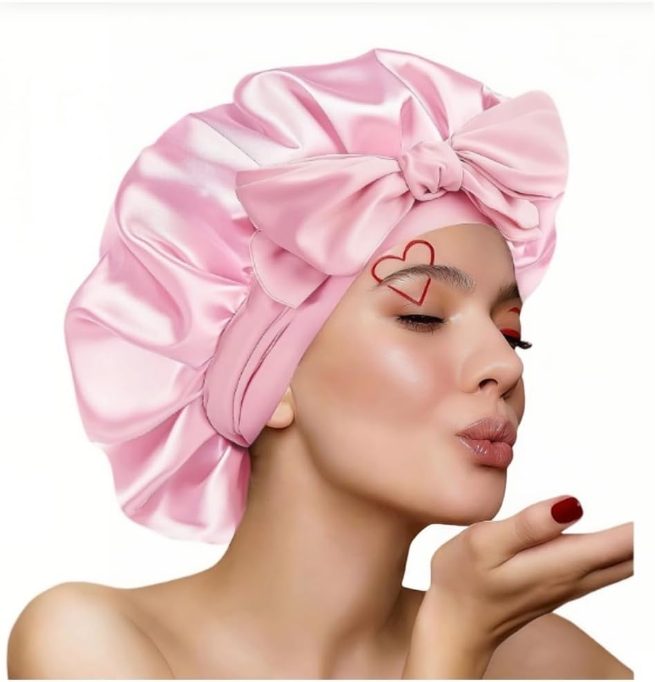1 Pack Silk Bonnet, Adjustable Soft Satin Bonnet Tie Band, Single Layer Sleep Night Cap for Sleeping Women