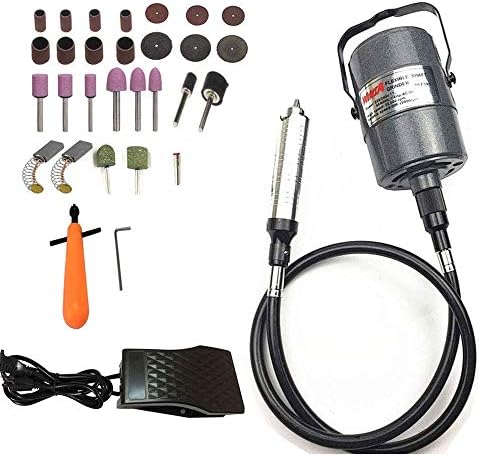 VOTOER Flex Shaft Grinder Carver Rotary Tool Hanging Carving Multi-function Metalworking Tools, Foot Pedal Control, 30pcs, for carving, buffing, drilling, polishing, sanding, cutting, cleaning
