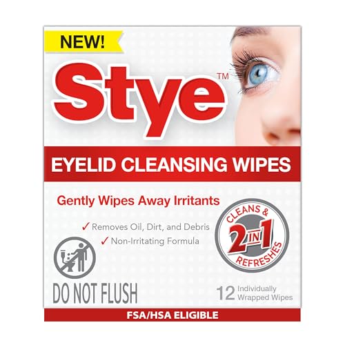 Stye Cleansing Eyelid Wipes – Individually Wrapped Face Wipes Gently Remove Oil, Dirt & Other...