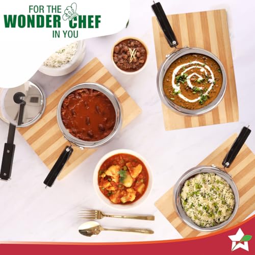 Image of Wonderchef Nigella Triply Stainless Steel Pressure Cooker 3L, Inner Lid, Gas, Induction Compatible & Ceramic Cooktop, ISI Certified, Contour Collection, Uniform Heating, 5-Year Warranty