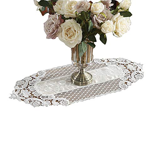 Jroyseter Tabla de Encaje Hecho a Mano de Ganchillo Runner Bordado Hueco de Mesa Banderas con Clase romántica Ganchillo Mantel Decoraciones para la Boda del Partido Inicio