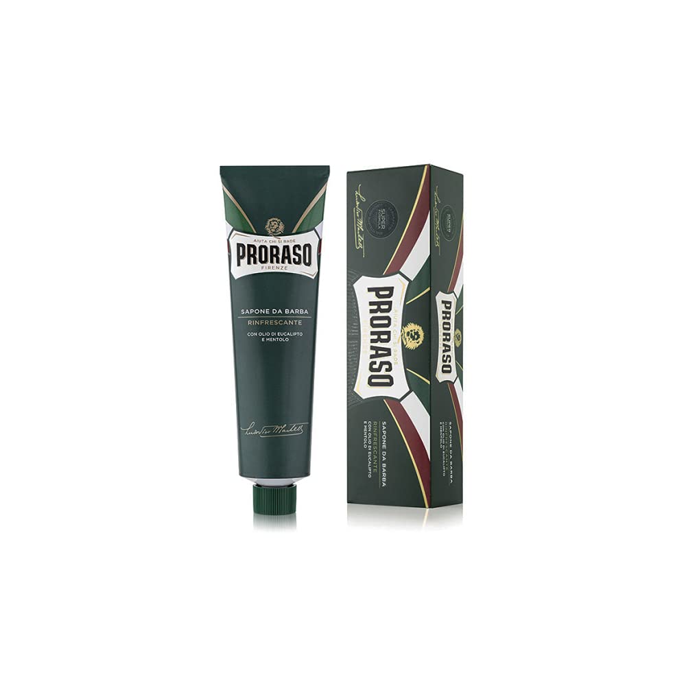 Proraso Rasierseife in erfrischender Tube, 3 x 150 ml, dicke, cremige und angereicherte Bartseife mit Eukalyptus- und Menthol-Öl, hergestellt in Italien