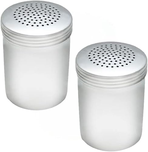 TrueCraftware Juego de 2 saleros de aluminio de 10 onzas sin mango, condimentos y especias ideales para sal, especias y azúcar, harina perfecta para