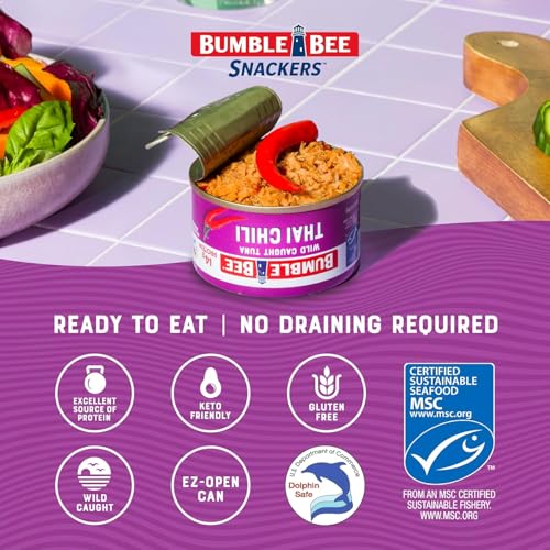 Image of Bumble Bee Seasoned Tuna On The Go Bundle - Lemon & Pepper and Spicy Thai Chili - (2) Ready to Eat 2.5 oz Packets and (2) Snack Sized 3 oz Cans
