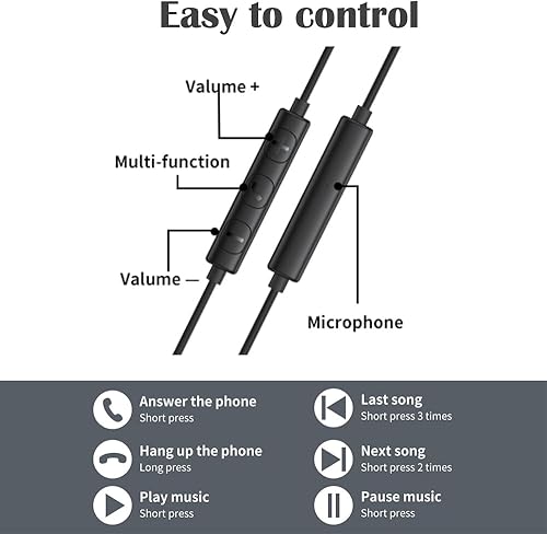 Miniatura 5 de Auriculares intraurales con cable, auriculares magnéticos de alta fidelidad con cable antienredos, aislamiento de ruido para iPhone, iPad, Samsung,