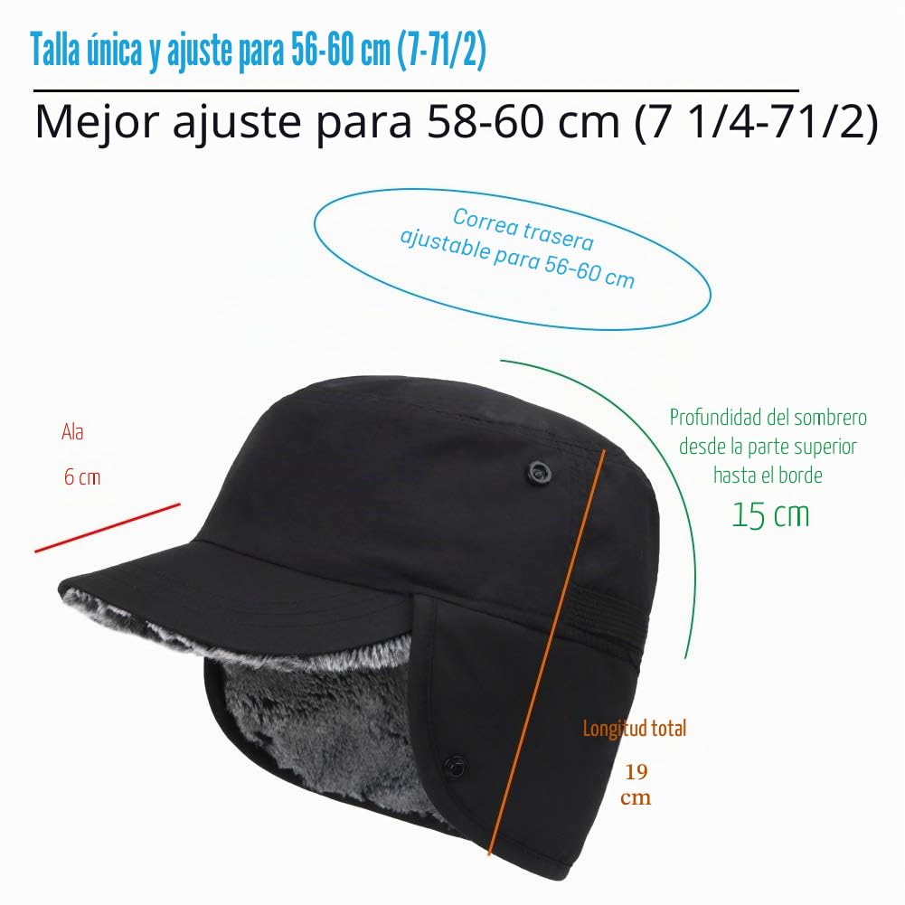 Gisdanchz Unisexo Gorra Invierno con Orejeras - Forrado con Piel Sintética