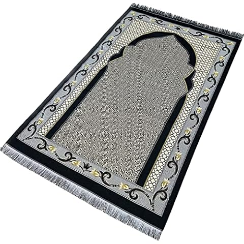 bazachi Mihrab Taffeta Portable Ottoman Prayer Mat/Rug Size: 120 x 70 cm-Made In Turkey (Black) Cover