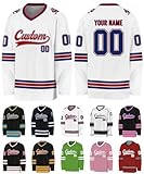 Xiuyours Hockey Trikot Personalisiert Trikot mit Namen Logo Nummer Eishockey Jersey Sporthemden Personalisierte Schnelltrocknend Atmungsaktiv für Herren Dammen Teenager, S-3XL, S4