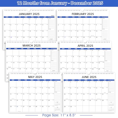 2025 Wall Calendar - Monthly Calendar 2025 from Jan. 2025 - Dec. 2025, 11\" x 8.5\", 12 Months Wall Calendar, Suitable for Hanging on the Wall