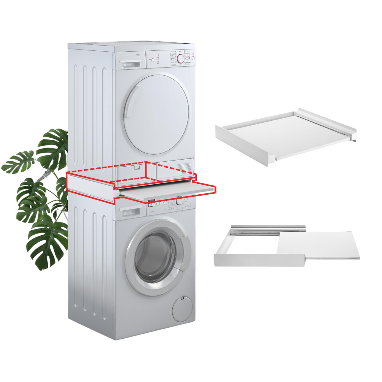 Tower Pro SUPSLW001 – Washer and Dryer Stacking Kit with Removable Shelf – Space-Saving Laundry Support