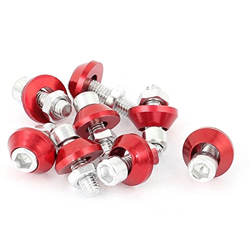uxcell Auto Car License Plate Frame Hex Head Bolts Screws Fasteners Red 8pcs