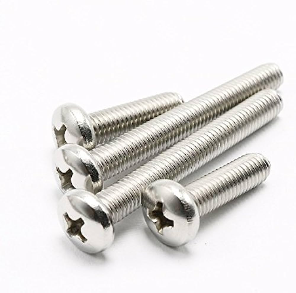 SYLIX M2.5 x 5mm Length Pan Phillips Head Screw, Stainless Steel, Bright Finish, Button Head Screws | Machine Screws, Fully Threaded (Pack of 25pcs)